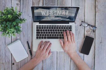 Webinar concept, online education,  educational training program on internet.