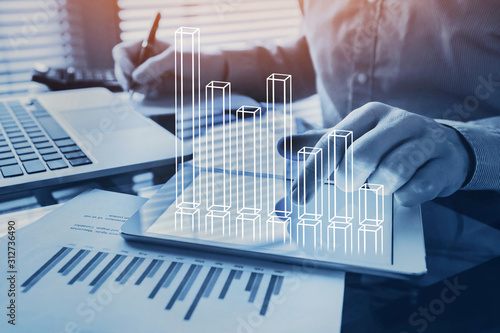 Fotografía business analytics, financial charts dashboard, profit and revenue of company, B