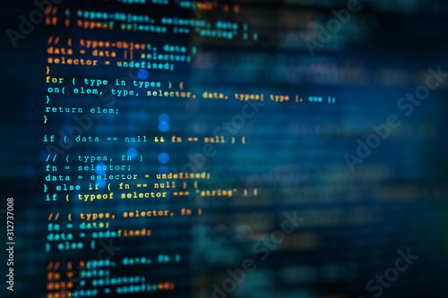 Fotografía Programming code background, software coding developing, abstract computer script