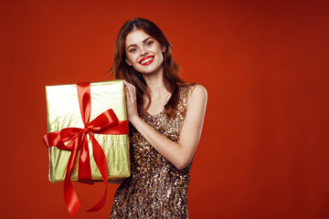 young woman with christmas gift