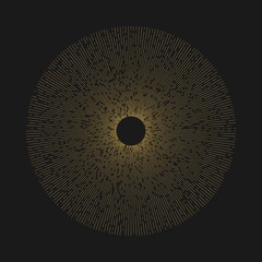 Aufkleber - golden color lines on black background. round ornament