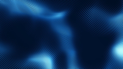 Wall Mural - dot blue wave light screen gradient texture background. abstract technology big data digital backgro