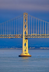 Fototapete - Golden Afternoon Light on Bay Bridge Support