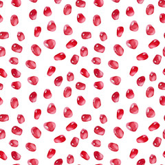 Wall Mural - Watercolor seamless pattern Juicy ripe pomegranates