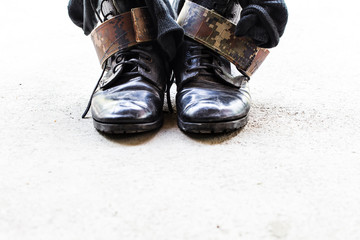 Black Leather Army Boots 