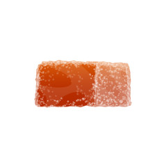 Gummy candy isolated marmalade. Vector orange taste fruit jelly with sugar sprinkles