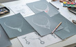 © Chaosamran_Studio - Designer design diamond jewelry drawing sketches making works craft unique handmade luxury necklaces product ideas.