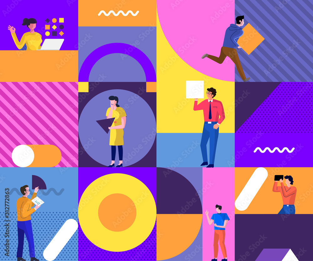 Illustrations concept design people teamwork building project together ...