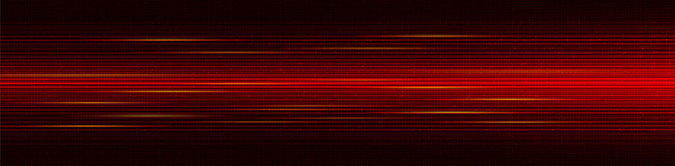 panorama red cyber digital stars with light speed line technology background; future and network con