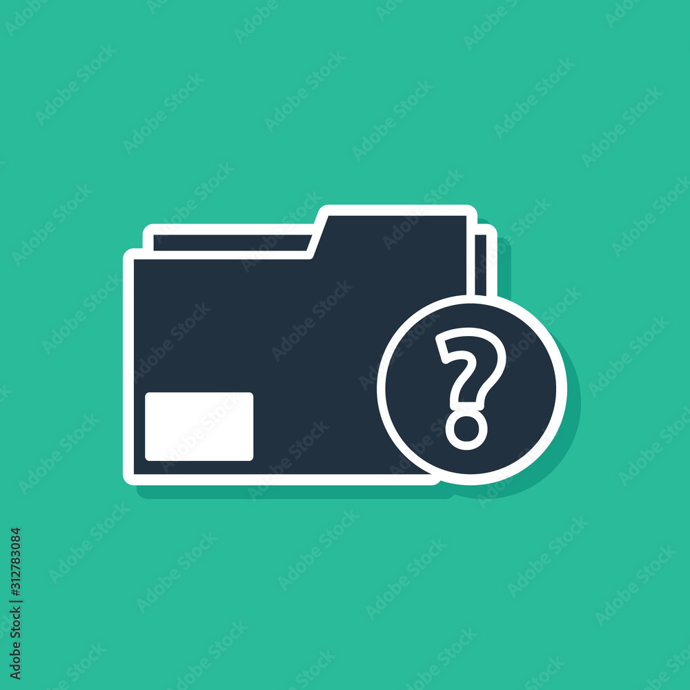 Blue Unknown document folder icon isolated on green background. File ...