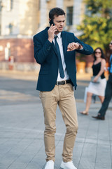 Poster - young man with mobile phone