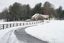 Residential House Exterior After Snow Storm