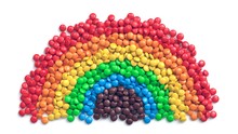Colorful Coated Chocolate Candies Arranged As Rainbow