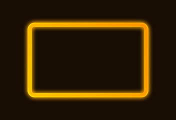 Wall Mural - abstract golden bright glowing neon frame signboard mockup design with copy space for text.