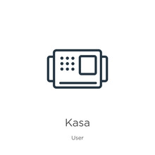 Kasa icon. Thin linear kasa outline icon isolated on white background from user collection. Line vector sign, symbol for web and mobile