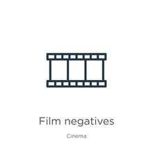 Film Negatives Icon. Thin Linear Film Negatives Outline Icon Isolated On White Background From Cinema Collection. Line Vector Sign, Symbol For Web And Mobile