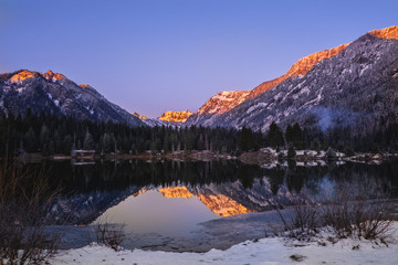 Wall Mural - Mountain Lake sunset