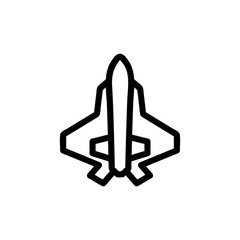 military aircraft icon vector. A thin line sign. Isolated contour symbol illustration