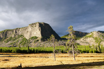 Poster - Mountain landscape in Wyoming, Grand Tetons and Yellowstone National Park