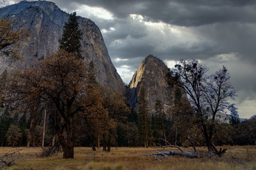 Poster - Rugged granite mountains in Yosemite Valley California