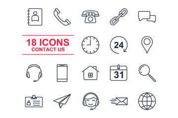 Poster - set contact us icon template color editable. contact us pack symbol vector sign isolated on white background icons vector illustration for graphic and web design.