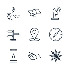 Fototapete - Set Route and navigation icon template color editable. Navigation, location, GPS pack symbol vector sign isolated on white background icons vector illustration for graphic and web design.
