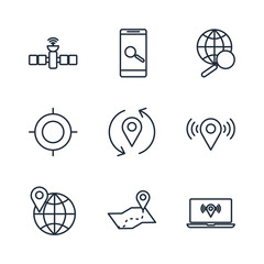 Aufkleber - Set Route and navigation icon template color editable. Navigation, location, GPS pack symbol vector sign isolated on white background icons vector illustration for graphic and web design.