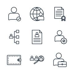 Poster - Set business people and corporate management icon template color editable. Head Hunting pack symbol vector sign isolated on white background icons vector illustration for graphic and web design.