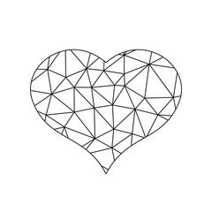 Wall Mural - Low poly net heart. Symbol of love and St Valentines Day. Vector illustration