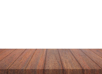 Wall Mural - Empty brown wood table top on white background. for montage of your product design