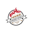Satay vintage logo design concept, emblem satay grill logo, traditional culinary food logo template