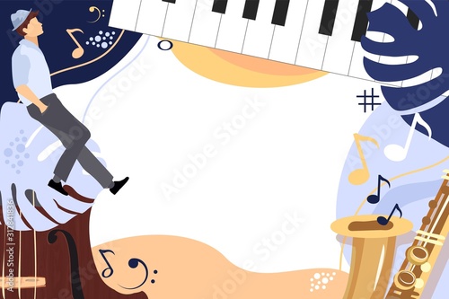 Obrazy instrumenty muzyczne  szablon-plakatu-festiwalu-jazzowego-z-instrumentami-muzycznymi