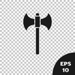 Black Medieval axe icon isolated on transparent background. Battle axe, executioner axe. Vector Illustration