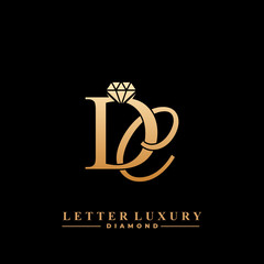 Wall Mural - Initial Letter Luxury DC with diamond. Diamond Icon in Flat Style Logo.