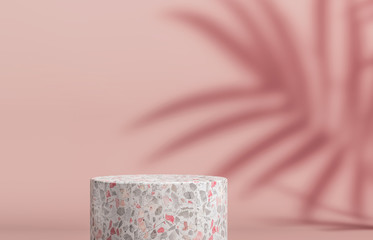 Aufkleber - Natural beauty poduim backdrop with empty cylinder box for cosmetic product display. fashion beauty background with Terrazzo texture.3d rendering. 