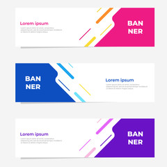 Wall Mural - Set of three geometric banner with modern style , website banner template design. Landing page design , promotion banner , advertising. Easy to use and customize.  Vector Illustration EPS 10