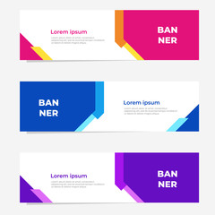 Wall Mural - Set of three geometric banner with modern style , website banner template design. Landing page design , promotion banner , advertising. Easy to use and customize.  Vector Illustration EPS 10