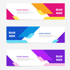 Wall Mural - Set of three geometric banner with modern style , website banner template design. Landing page design , promotion banner , advertising. Easy to use and customize.  Vector Illustration EPS 10