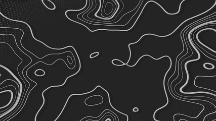 Topographic background and texture, abstract monochrome image. 3D waves. Cartography Background. Map mockup infographics. Wavy backdrop. Cardboard.