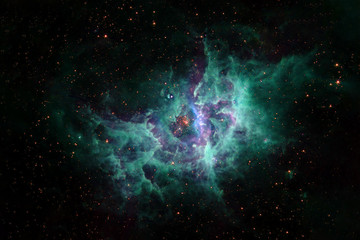 beautiful cosmic nebula. in turquoise tones. elements of this image were furnished by nasa