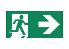 Emergency Exit Sign. Vector Illustration, Flat Design