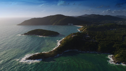 Wall Mural - Top View Tropical Island , Aerial view of Promthep Cape Phuket, Thailand..