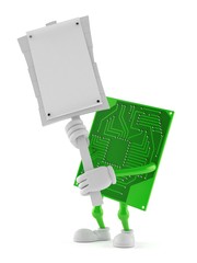 Sticker - Circuit board character holding protest sign