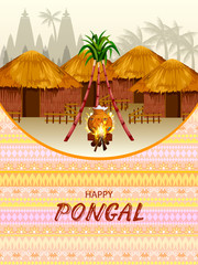 Wall Mural - easy to edit vector illustration of Happy Pongal festival of Tamil Nadu India background