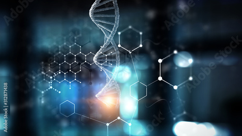 Cuadros en Lienzo DNA molecules on the beautiful backdrop