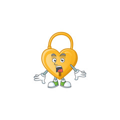 Sticker - Surprised love padlock gesture on cartoon mascot design