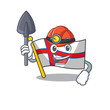 Cool confident Miner flag faroe island Scroll cartoon character design