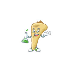 Sticker - Smart parsnip cartoon character holding glass tube