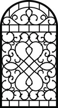 Forged Fence. Gothic Door, Vector Design. Decorative Garden Gate. Metal Pattern Or Iron Wicket For Garden, Castel. Rich Ornament. Scroll-work