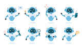 Fototapeta  - Chatbot functions and abilities flat vector illustrations set